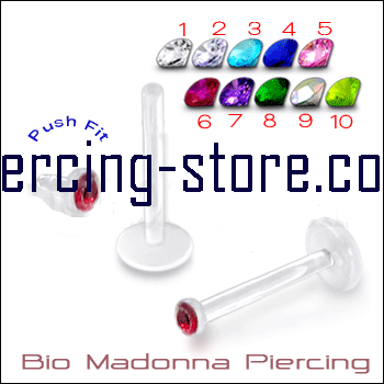 🦚 Bioflex Madonna Labret Piercing 2mm-Steckaufsatz mit Kristall