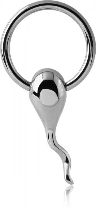 🦚 BCR Piercing Ring mit Spermie Motiv Klemmring  1.6mm x 12mm