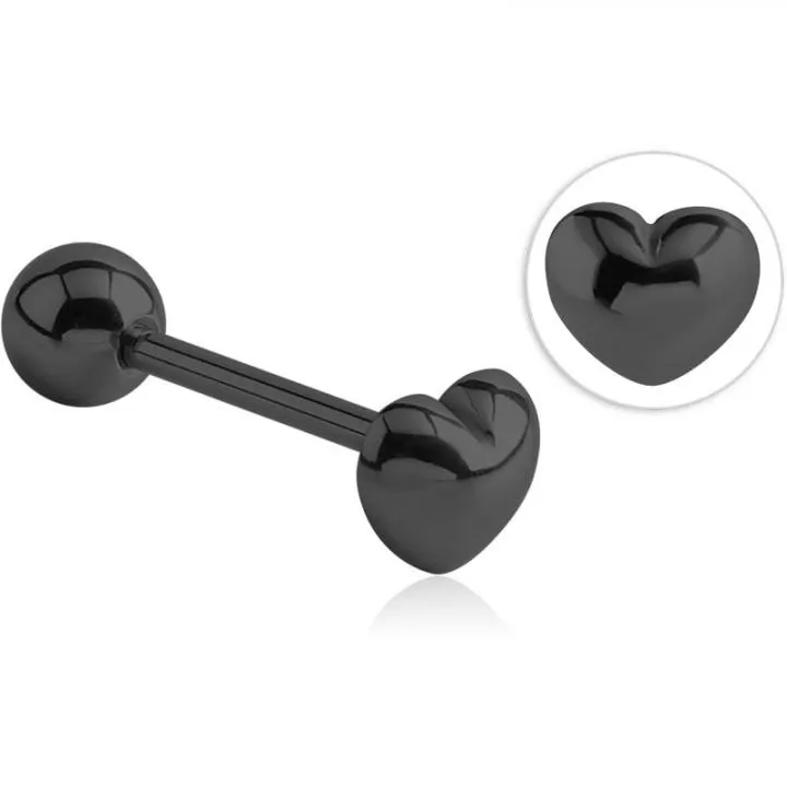 🦚 Barbell Piercing schwarz Motiv Herz Hantel 1.6mm Stärke