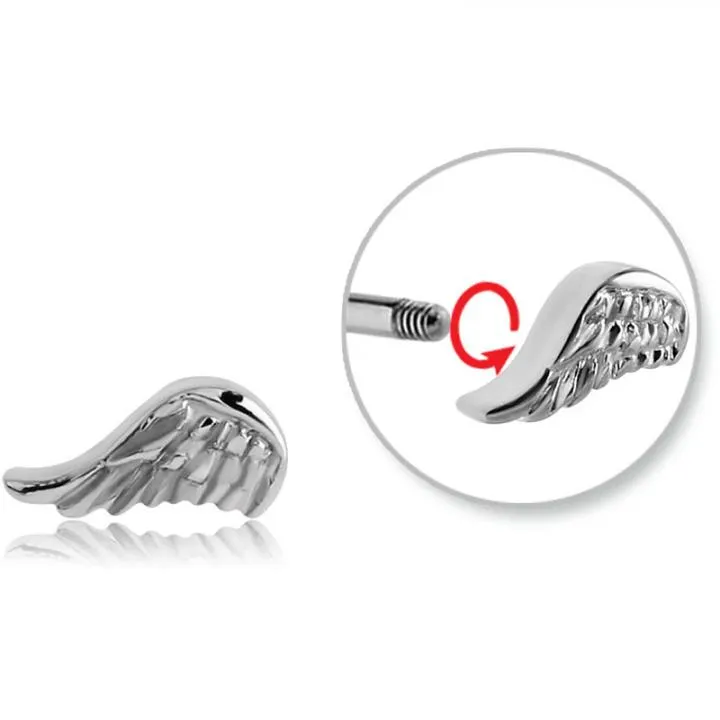 🦚 Stahl Piercing Motiv Engelflügel nur Aufsatz oder mit Barbell oder Labret (wählbar)