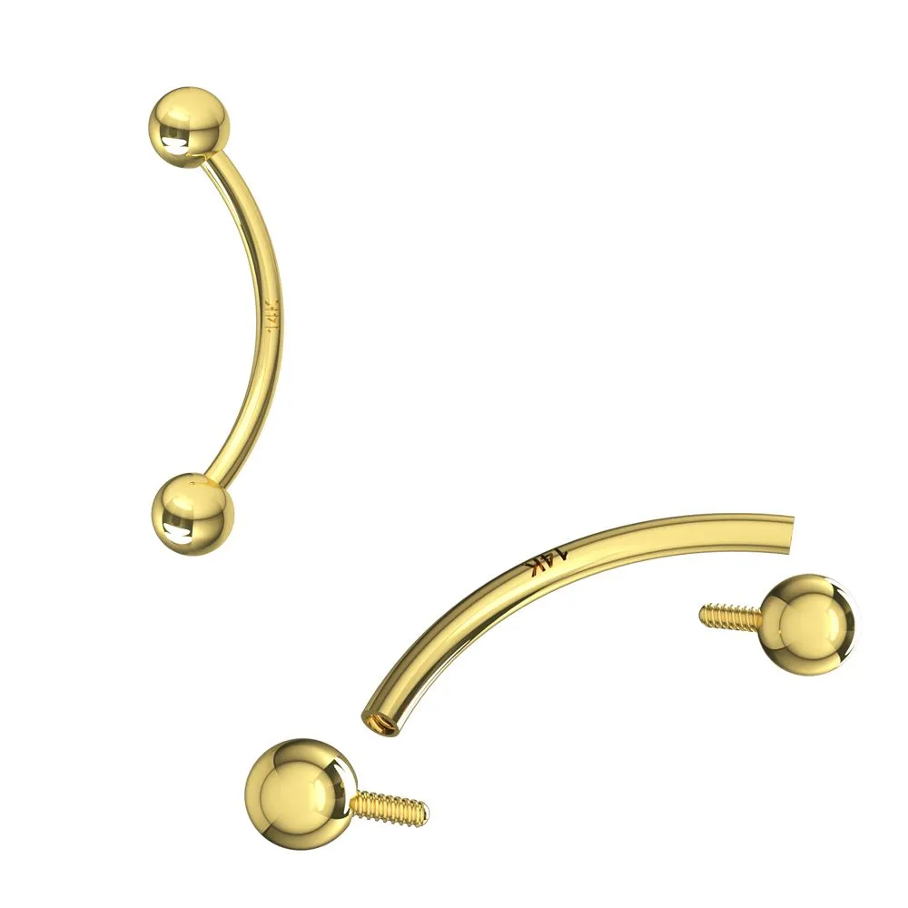 🦚 Piercing Banane Stecker 14karat Echtgold  3mm-Kugeln mit Geschenkbox