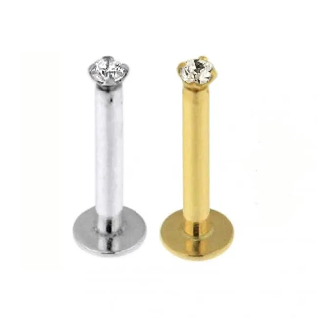 🦚 Piercing Labret Stecker 14karat Echtgold Gelbgold oder Weissgold 1.5mm-Aufsatz mit Geschenkbox