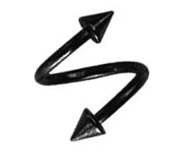 🦚 Piercing Spirale schwarz Spitzen Stahl 1.2 mm / 1.6 mm Twister