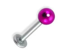 🦚 Piercing Labret Stecker Kugel 7 Farben anodisierter Stahl 1,2 u 1,6 mm