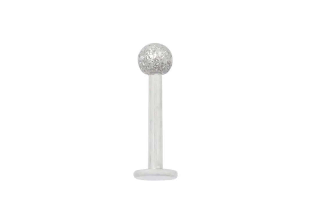 🦚 PTFE Piercing Labret Stecker Kugel Diamantoptik Stahl 1,2 u 1,6 mm