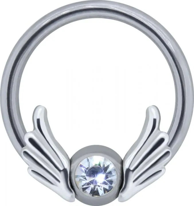 🦚 BCR Ring Kristall mit Flügel Klemmring Augenbrauen Piercing