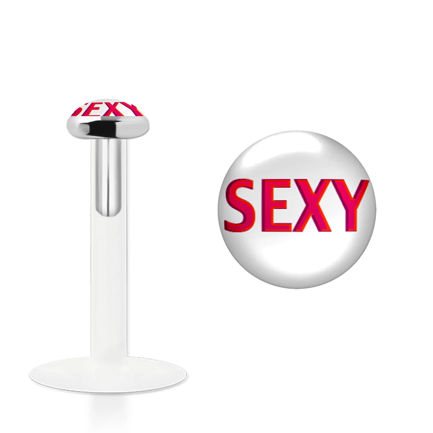 🦚 Labret Stecker Bioflex mit Steckaufsatz aus Silber und Logo-Motiv Sexy