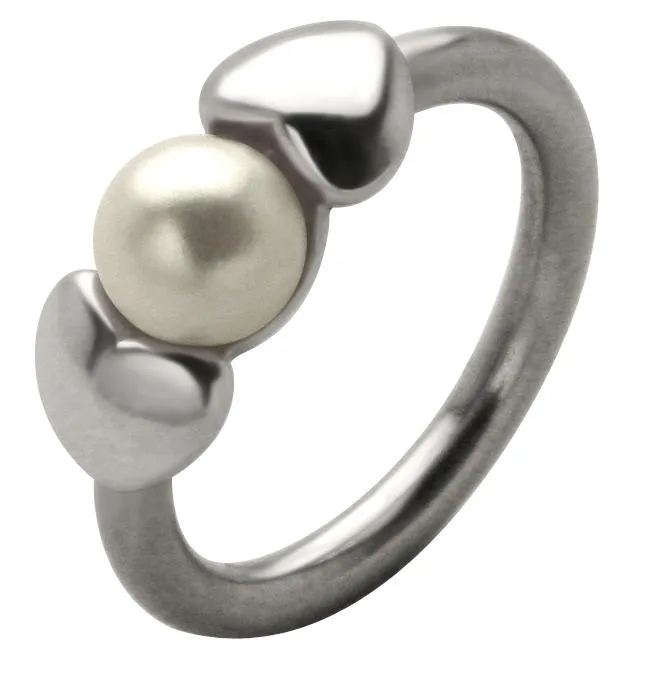 🦚 Bauchnabelpiercing Herzen mit Perle BCR Piercing Ring