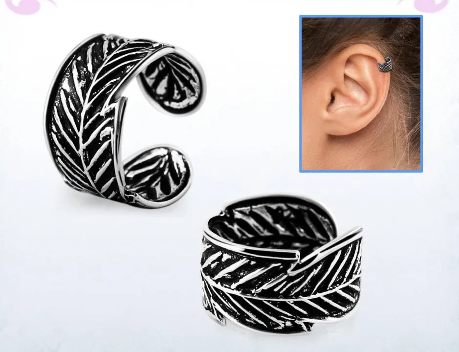 🦚 Ohrklemme Ear Cuff aus Silber Blatt-Design