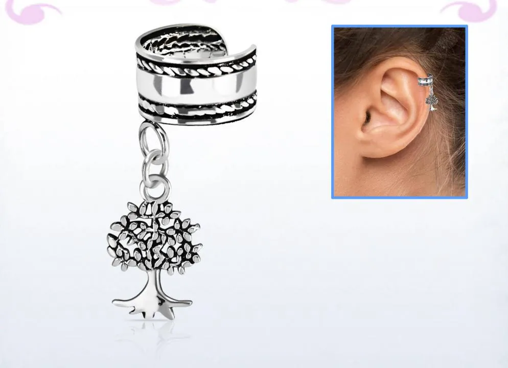 🦚 Ohrklemme Ear Cuff aus Silber mit Anhänger Lebensbaum