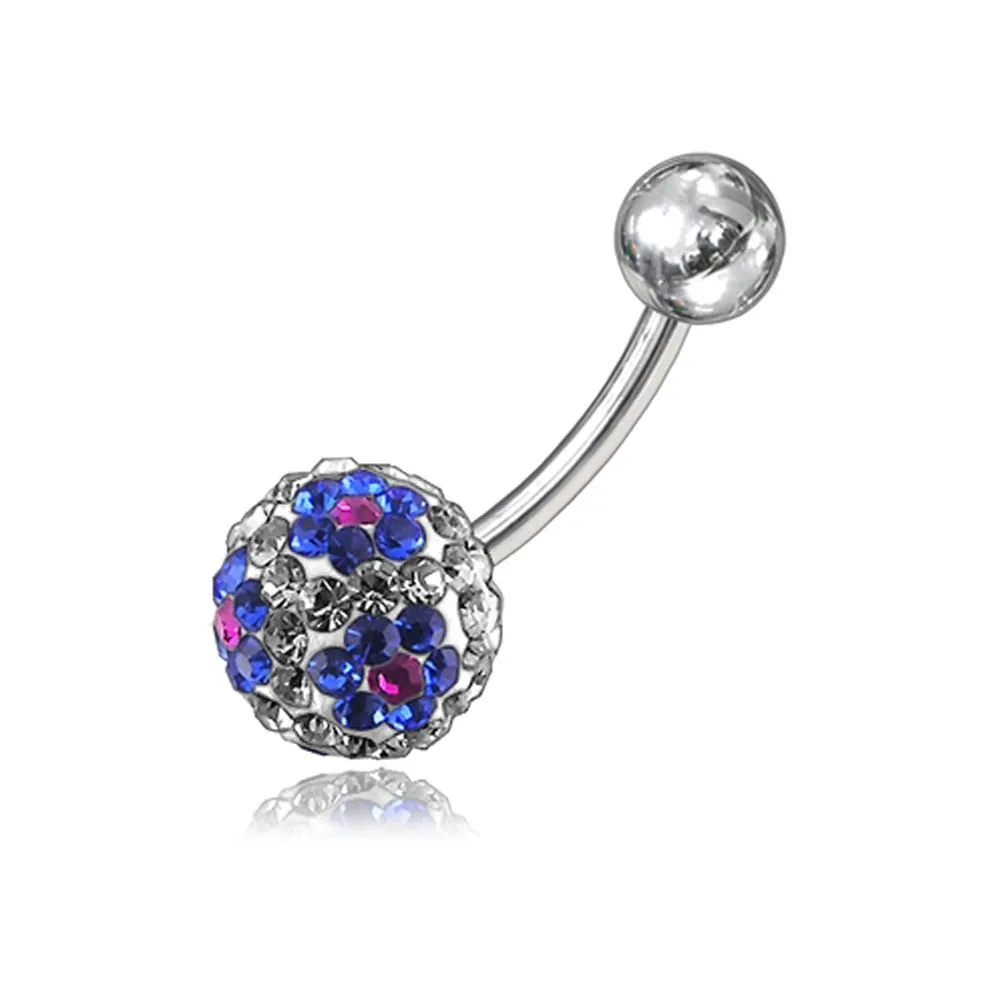 🦚 Bauchnabelpiercing Blume Multi Kristall Klar/Blau Stahl Banane