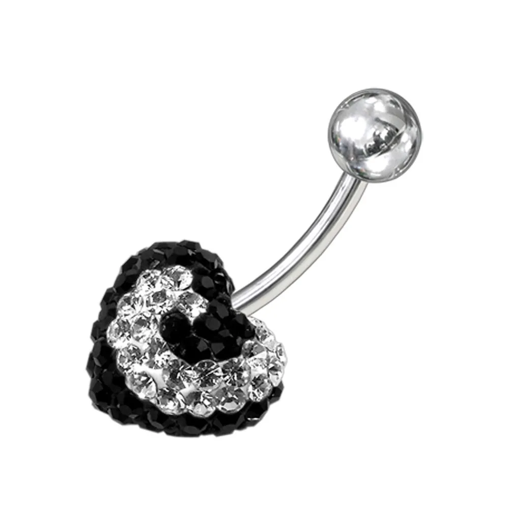 🦚 Bauchnabelpiercing Herz Klar-Schwarz Welle Multi Kristall Kugel Banane