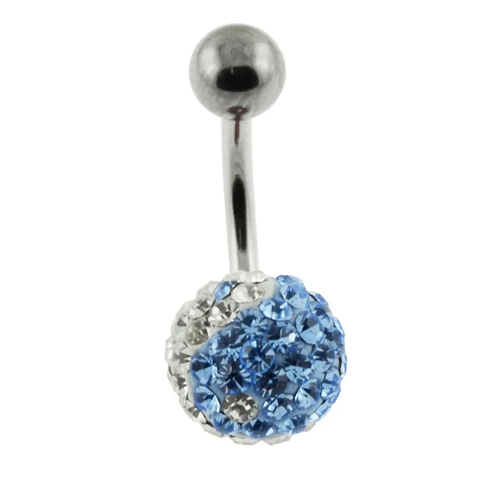 🦚 Bauchnabelpiercing Multi Kristall Klar/Blau Stahl Banane