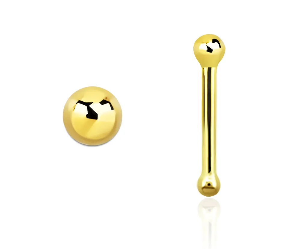 🦚 14karat Echtgold Gelbgold Nasenstecker Pin 1.5mm-Ball mit Geschenkbox