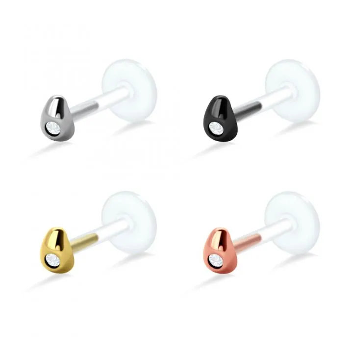 🦚 PTFE Tragus Labret Tropfen silber schwarz goldfarbig roségoldfarbig