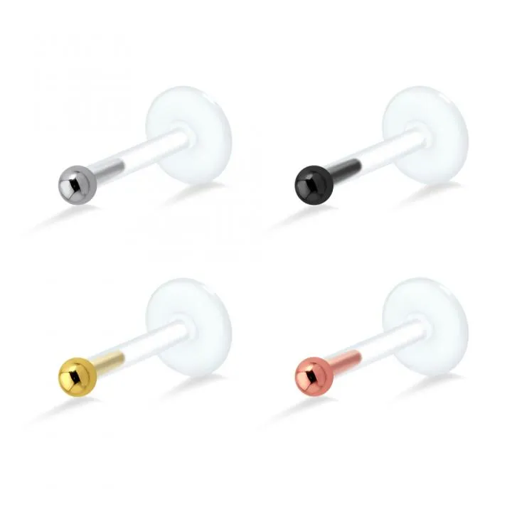 🦚 PTFE Tragus Labret 2mm-Kugel silber schwarz goldfarbig roségoldfarbig