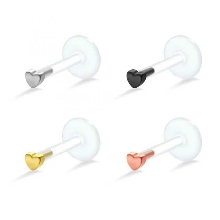 🦚 PTFE Tragus Labret Herz silber schwarz goldfarbig roségoldfarbig