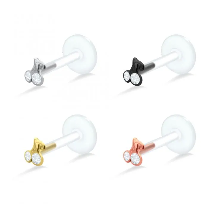 🦚 PTFE Tragus Labret Kirsche silber schwarz goldfarbig roségoldfarbig