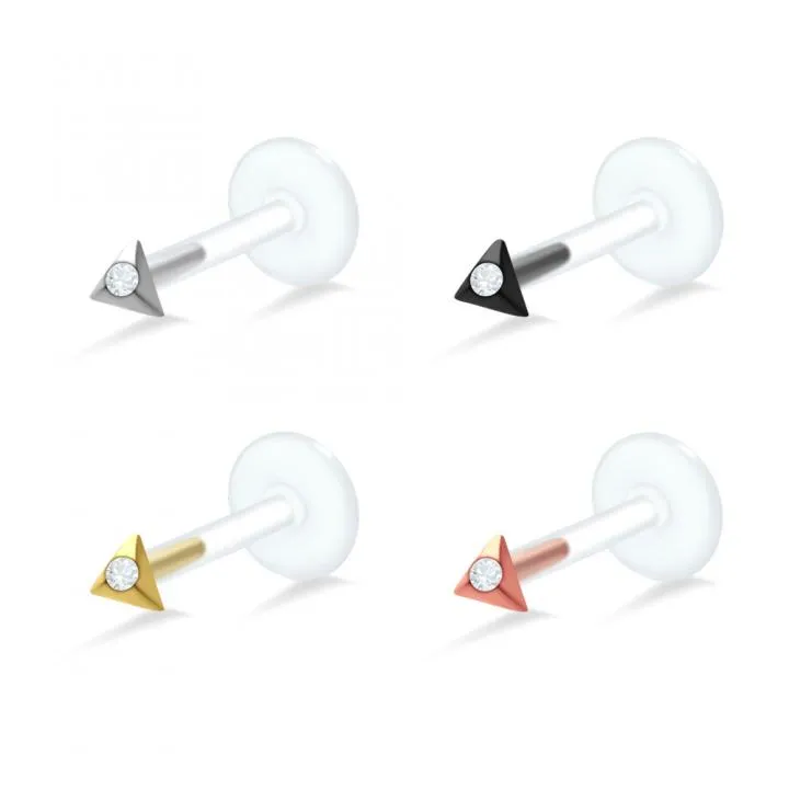 🦚 PTFE Tragus Labret Dreieck silber schwarz goldfarbig roségoldfarbig