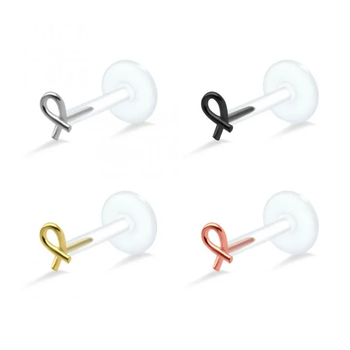 🦚 PTFE Tragus Labret Awareness Ribbon silber schwarz goldfarbig roségoldfarbig