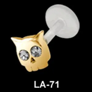 🦚 PMFK Piercing Labret Stecker Katze goldfarben 1,2 mm