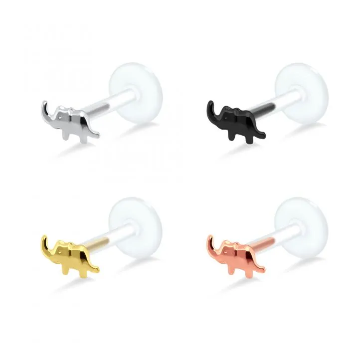 🦚 PTFE Tragus Labret Elefant silber schwarz goldfarbig roségoldfarbig