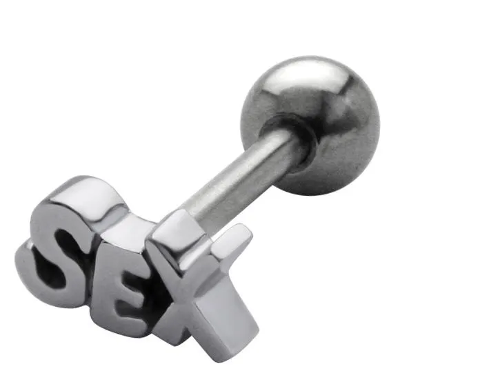 🦚 Zungenpiercing Barbell mit SEX Motiv Stahl Hantel 1,6mm