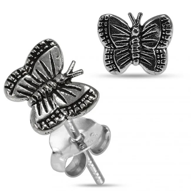 🦚 Ohrstecker aus Silber mit Motiv Schmetterling