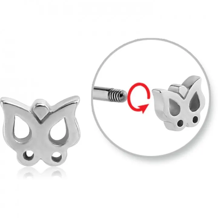 🦚 Stahl Piercing Motiv Schmetterling nur Aufsatz oder mit Barbell oder Labret (wählbar)