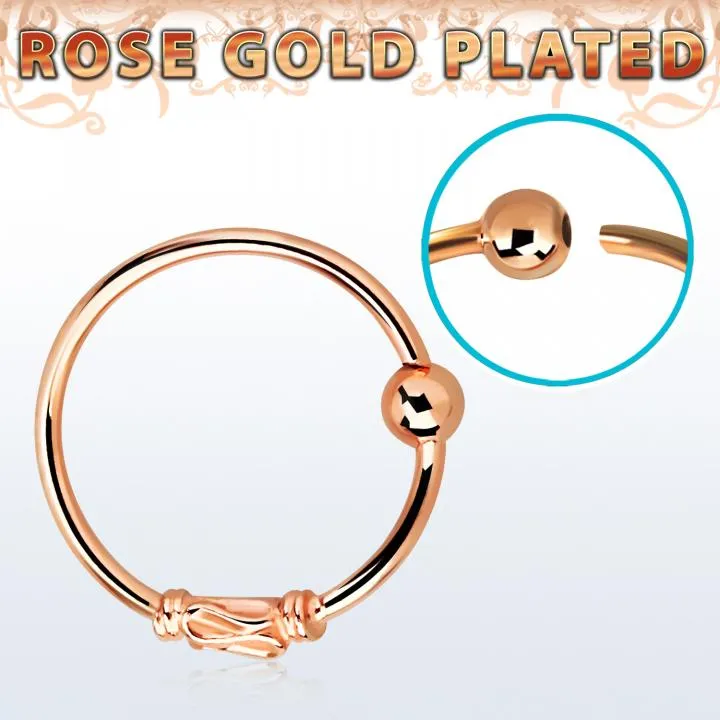 🦚 Nasenring mit 2mm-Kugel 925er Silber roségoldfarbig Nasenpiercing 0.8mm Stärke