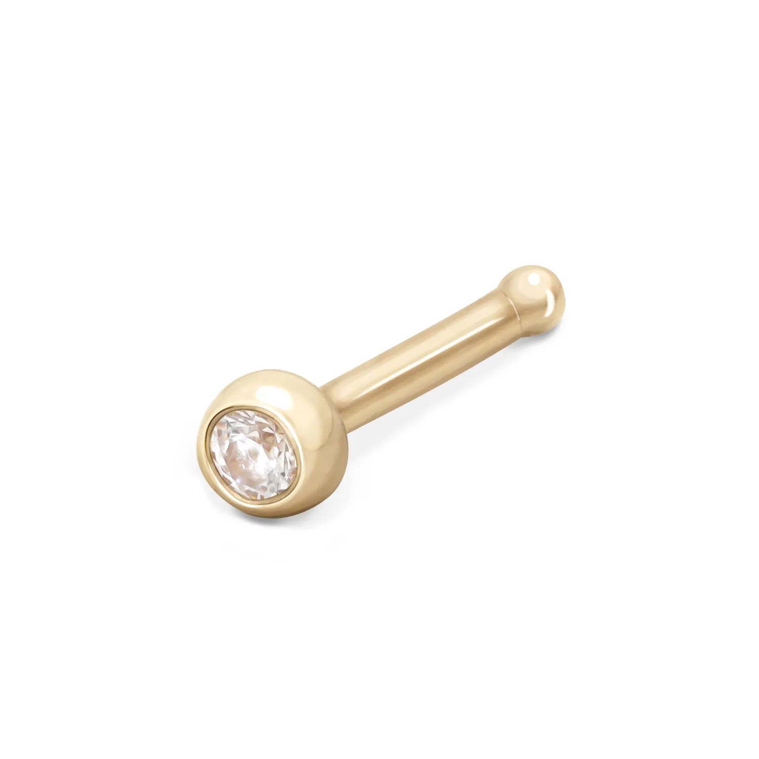 🦚 Exklusiver 18Karat Gelbgold Nasenstecker Pin 1.8mm-Kristall  Stabstärke: 0.8mm