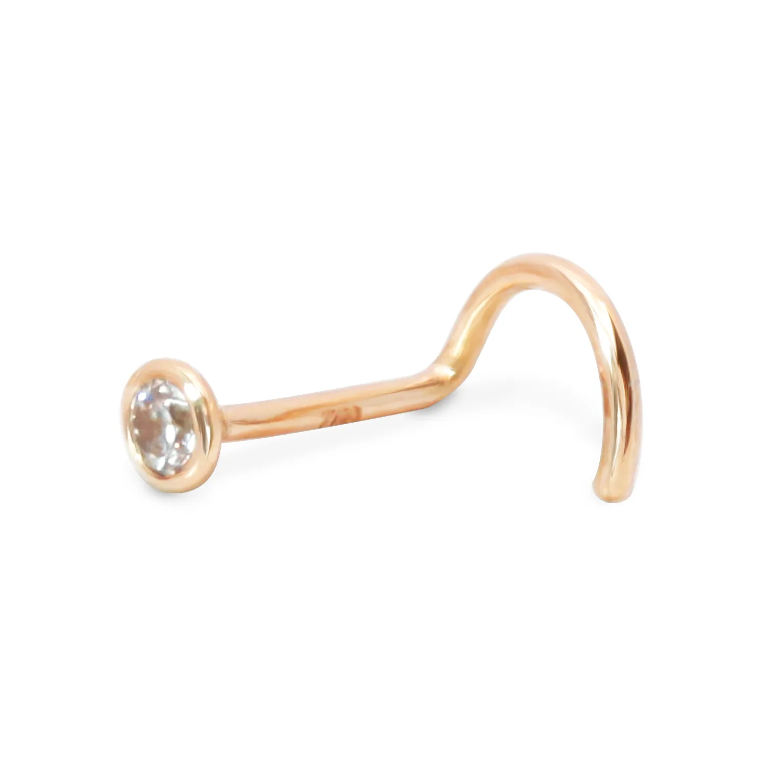 🦚 Exklusiver 18Karat Roségold Nasenstecker mit 1.6mm-Kristall  Stabstärke: 0.6mm