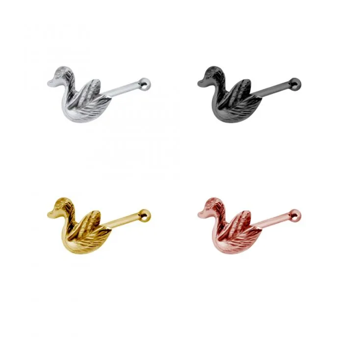 🦚 Nasenstecker Pin Ente Silber silberfarbig schwarz goldfarbig roségoldfarbig