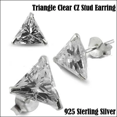 🦚 Ohrstecker aus Silber mit eingefasstem 3mm-Kristall Dreieck