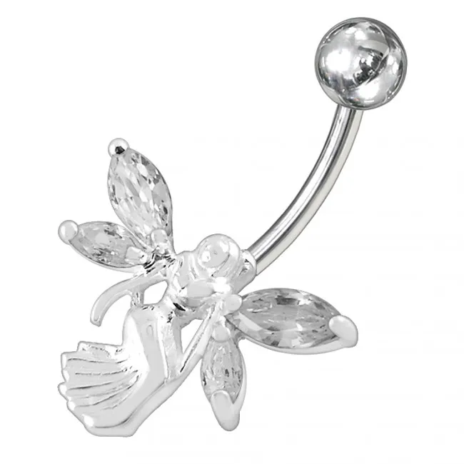 🦚 Bauchnabelpiercing Titan G23 925er Silber-Motiv Engel