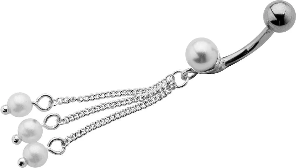 🦚 Bauchnabelpiercing Perlen mit Kettchen Stahl Banane 10mm