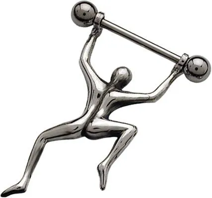🦚 Brustwarzenpiercing mit Motiv aus 925er Silber kletternder Mann