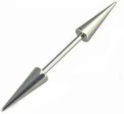 🦚 Piercing Barbell 2 lange Spitzen 6 bis 50mm Stahl Hantel 1,2/1,6mm