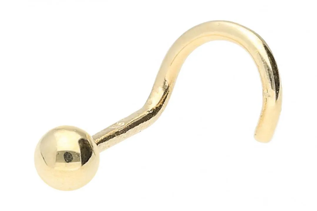 🦚 18Karat (750er) Echtgold Gelbgold Nasenstecker Spirale mit 2.5mm-Kugel