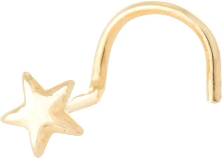 🦚 18Karat (750er) Echtgold Gelbgold Nasenstecker Spirale mit 3.5mm-Stern