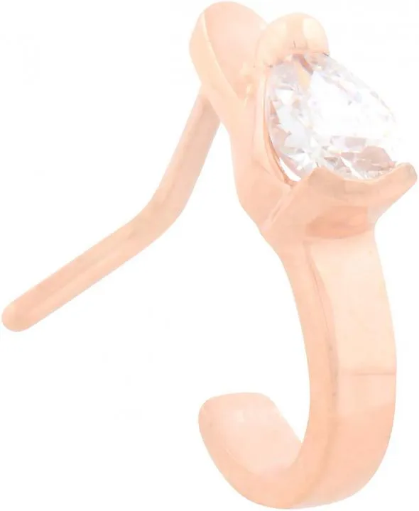 🦚 Nasenstecker Spirale Chirurgenstahl roségoldfarbig Kristall-Teardrop 0.8mm Stärke