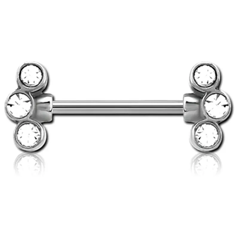 🦚 Brustwarzenpiercing Nippel Piercing Intimpiercing Barbell mit Kristalldesign  1.6mm x 16mm