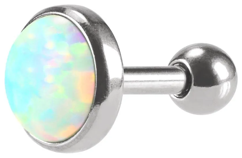 🦚 Helix Tragus Piercing silber schwarz gold rosé mit synthetischem Opal  1.2mm x 6mm