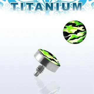🦚 Piercing Microdermal 4mm-Aufsatz aus Titan mit Motiv Military