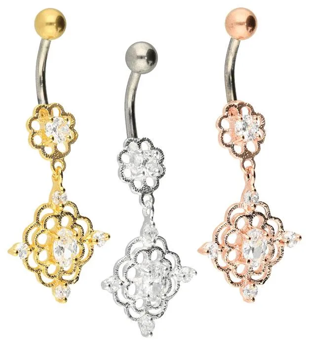 🦚 Bauchnabelpiercing Titan 925er Silber-Motiv Orientalisch silberfarbig goldfarbig roségoldfarbig