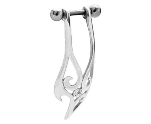 🦚 Helix Piercing Kristall Tribal Schild rechtes Ohr Barbell