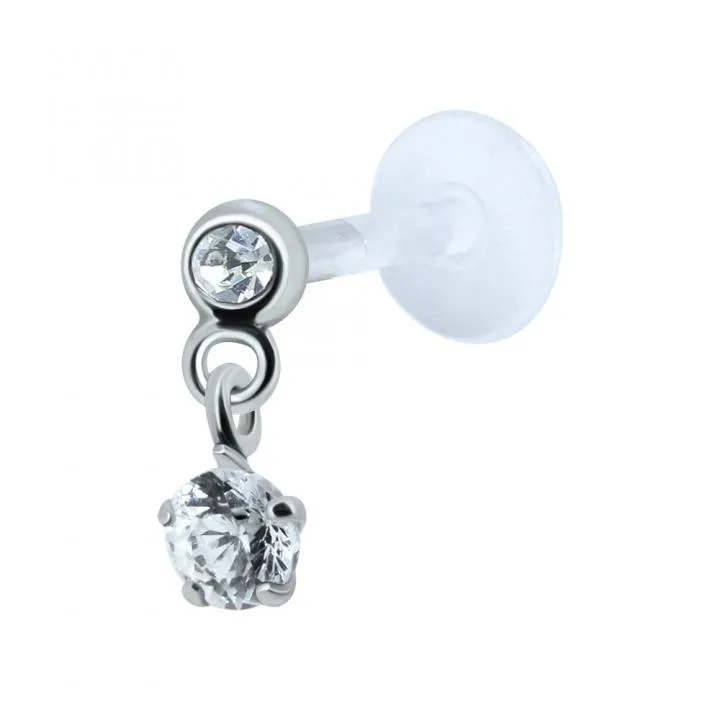 🦚 PTFE Piercing Labret Stecker Anhänger Kristall 1.2mm