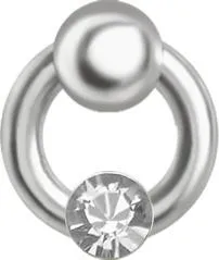🦚 PTFE Piercing Labret Stecker Ring mit Kristall Stein weiß1.2 mm