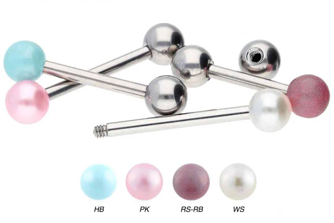 🦚 Titan Barbell mit einer synthetischen Perle + Titankugel  1.2mm/1.6mm Stabstärke
