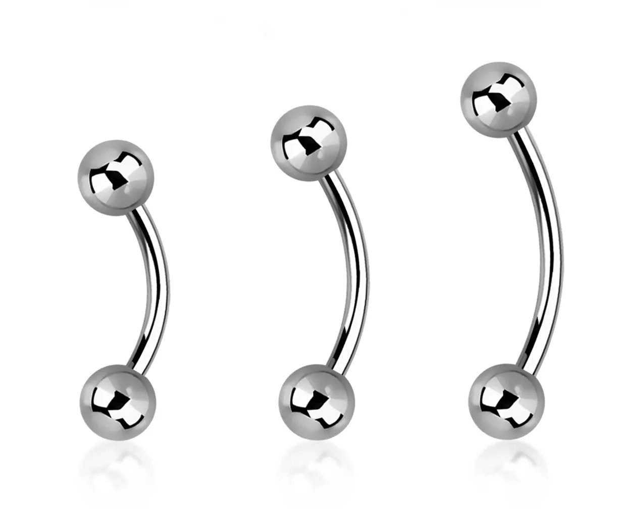 🦚 Banane Curved Barbell Titan G23 mit 3mm-Kugeln   1.0mm Stabstärke